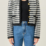Sequin Striped Knit Cardigan