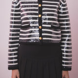 Sequin Striped Knit Cardigan