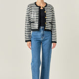 Sequin Striped Knit Cardigan