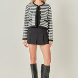 Sequin Striped Knit Cardigan