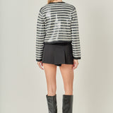 Sequin Striped Knit Cardigan
