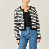 Sequin Striped Knit Cardigan