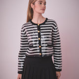 Sequin Striped Knit Cardigan