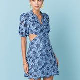 Floral Eyelet Lace Cut Out Scalloped Mini Dress