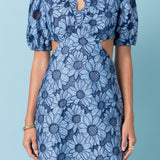 Floral Eyelet Lace Cut Out Scalloped Mini Dress