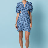 Floral Eyelet Lace Cut Out Scalloped Mini Dress