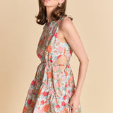 Floral Print Cut Out Mini Dress