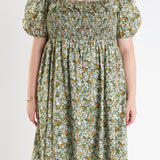 Floral Print Smocked Puff Sleeve Dress