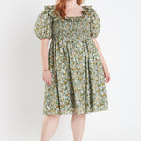 Floral Print Smocked Puff Sleeve Dress