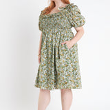 Floral Print Smocked Puff Sleeve Dress