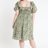 Floral Print Smocked Puff Sleeve Dress