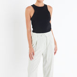 High Waisted Belted Striped Pants