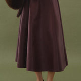 Faux Leather A-Line Midi Skirt