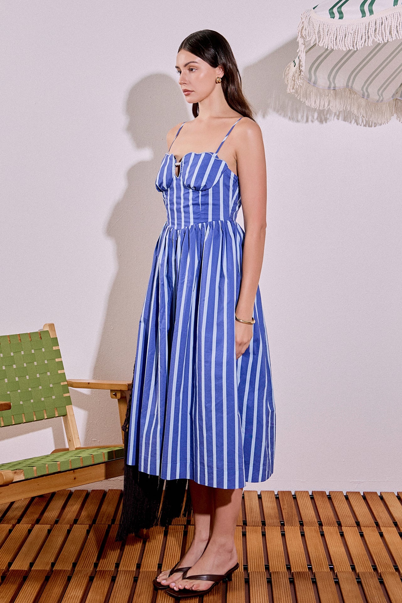 English Factory - Marine Striped Midi Dress BLUE STRIPES / XS English Factory - Marine Striped Midi Dress BLUE STRIPES / XS