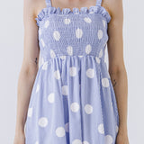 Polka Dot Smocked Flare Dress