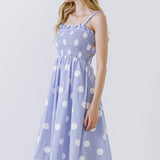 Polka Dot Smocked Flare Dress