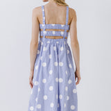 Polka Dot Smocked Flare Dress