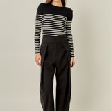 Stripe Long Sleeve Knit Top