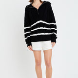 Stripe Zip up Sweater