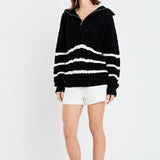 Stripe Zip up Sweater