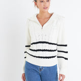 Stripe Zip up Sweater