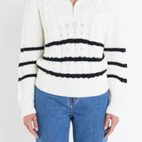 Stripe Zip up Sweater