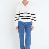 Stripe Zip up Sweater