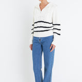 Stripe Zip up Sweater