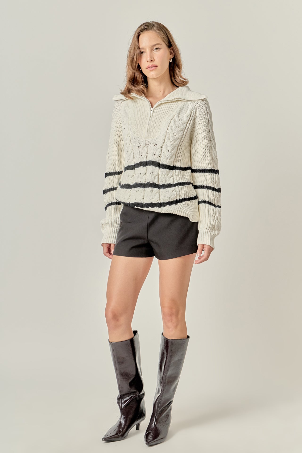 Stripe Zip up Sweater – English Factory