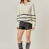 Stripe Zip up Sweater