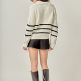 Stripe Zip up Sweater