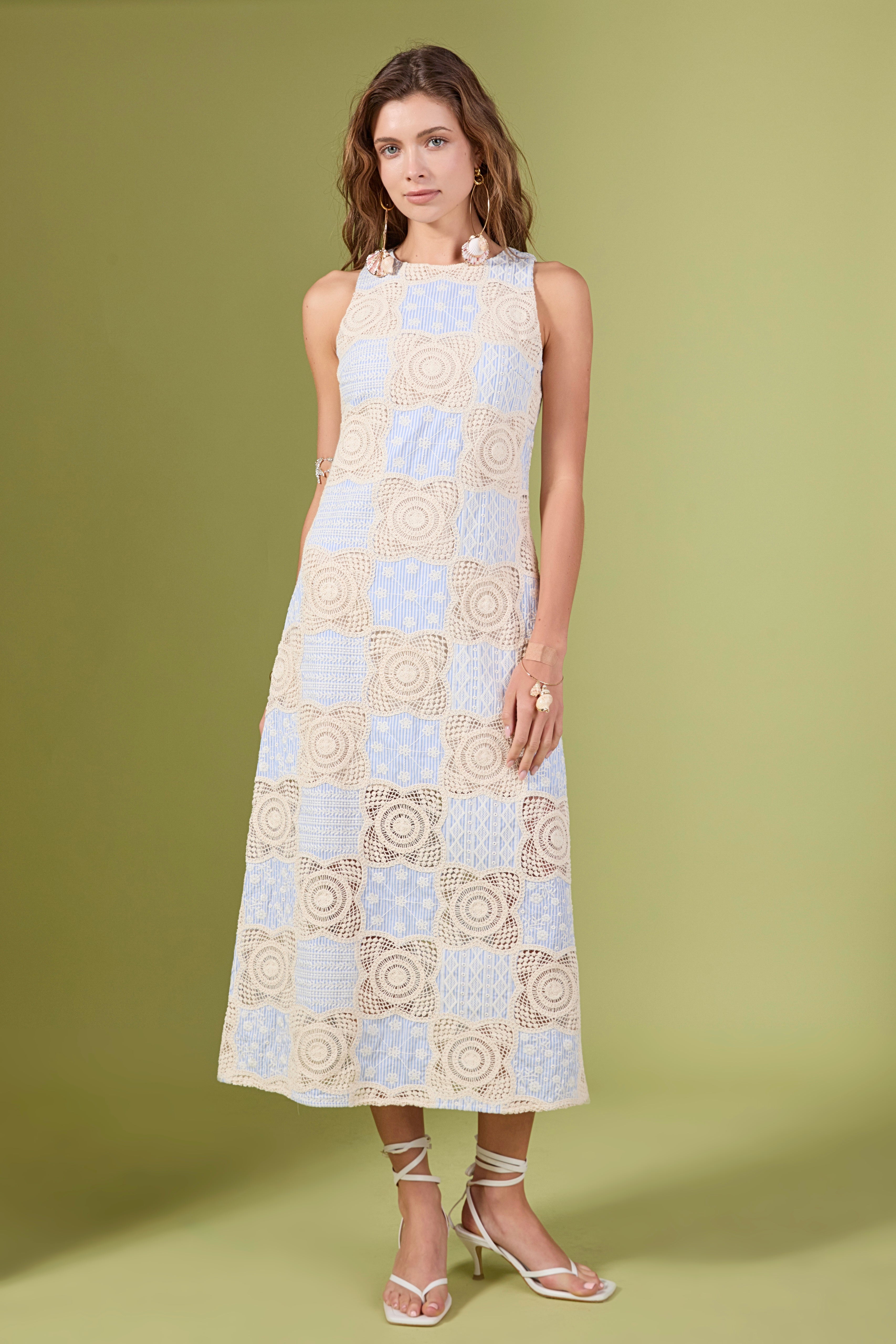 Crochet Patchwork Sleeveless Dress – English Factory