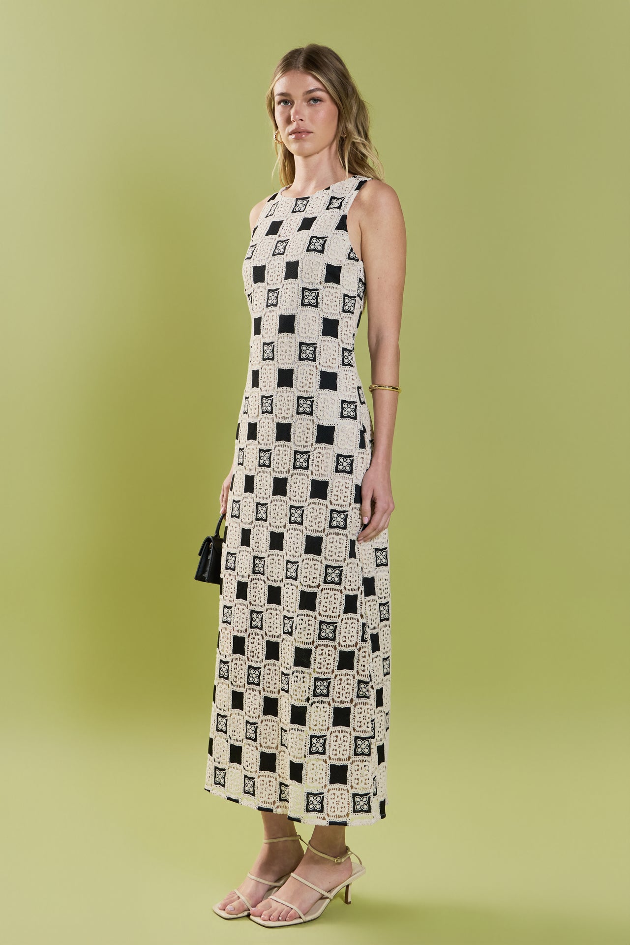 English Factory - Crochet Patchwork Sleeveless Dress IVORYBLACK / L English Factory - Crochet Patchwork Sleeveless Dress IVORYBLACK / L