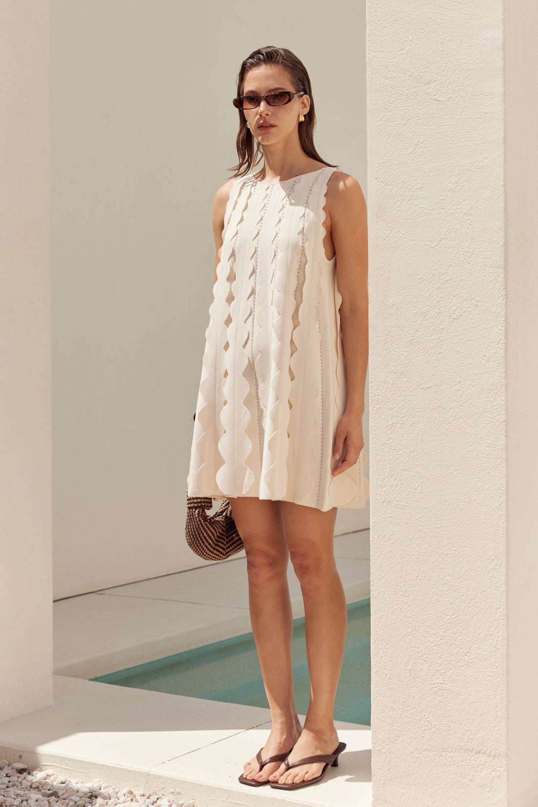 Ruffle Edge A-Line Mini Dress English Factory Ruffle Edge A-Line Mini Dress English Factory