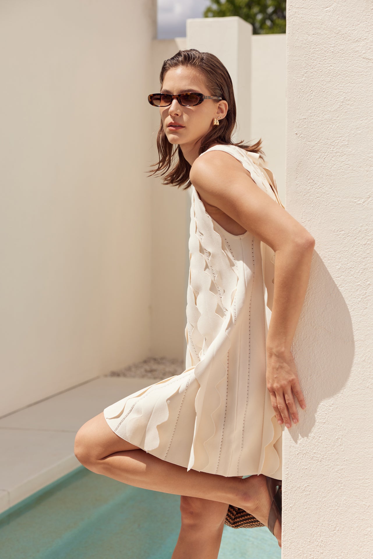 english factory sleeveless square-neck a-line mini dress English Factory
