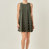 Ruffle Edge A-Line Mini Dress