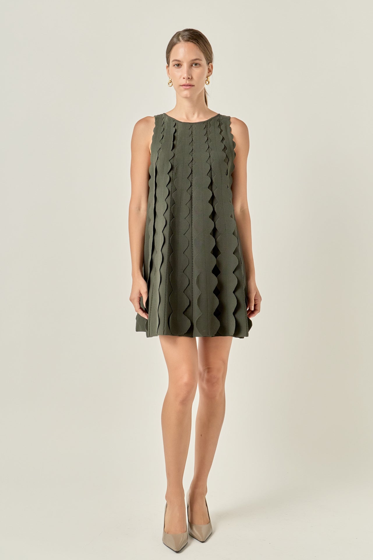 Ruffle Edge A-Line Mini Dress