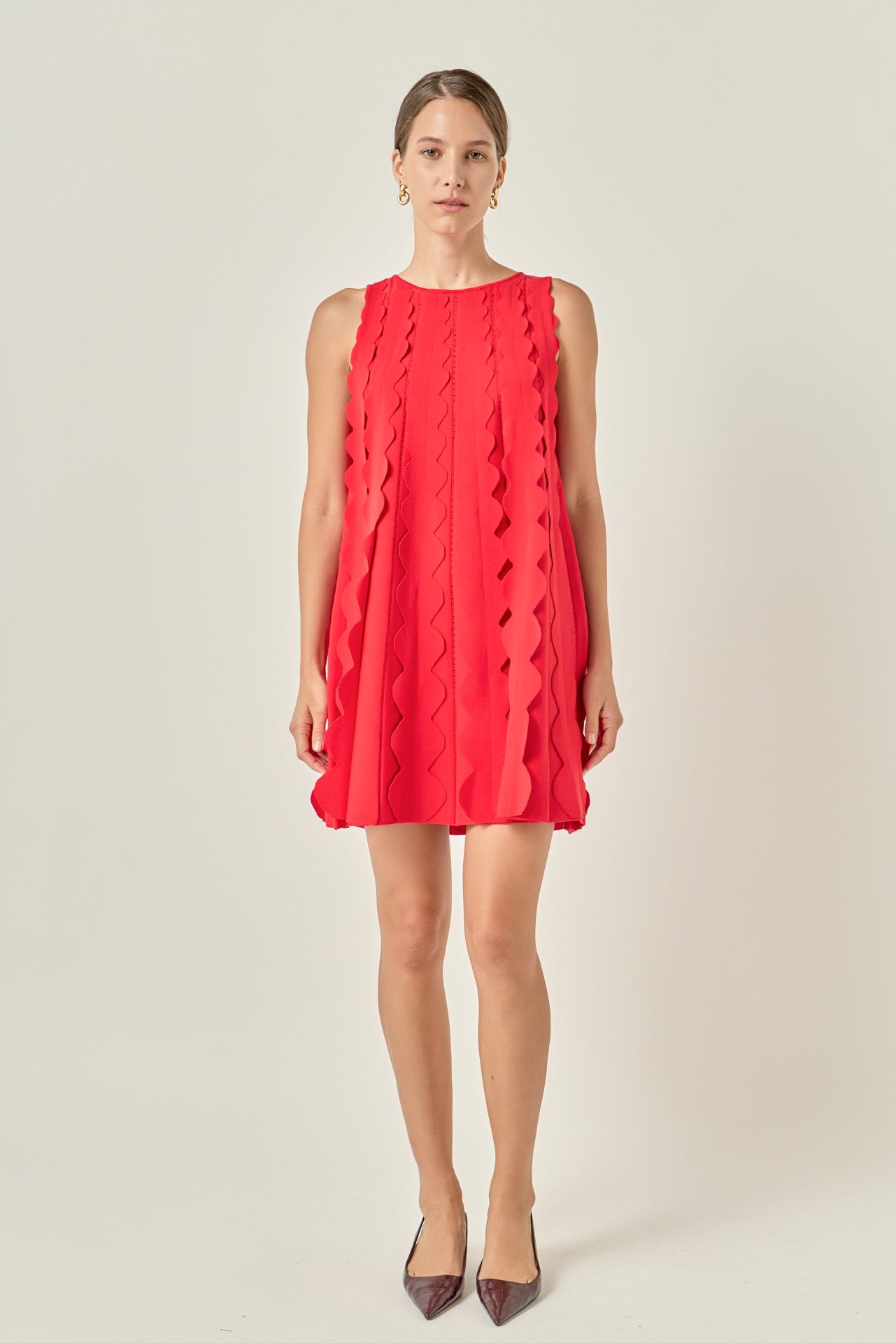 Ruffle Edge A-Line Mini Dress