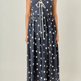 Polka Dot Lace-Up Maxi Dress