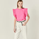 Ruffle Sleeve Poplin Top