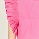 Ruffle Sleeve Poplin Top