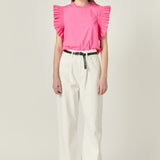 Ruffle Sleeve Poplin Top
