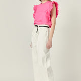 Ruffle Sleeve Poplin Top