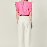 Ruffle Sleeve Poplin Top