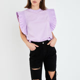 Ruffle Sleeve Poplin Top