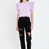 Ruffle Sleeve Poplin Top