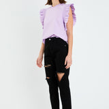 Ruffle Sleeve Poplin Top