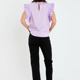 Ruffle Sleeve Poplin Top