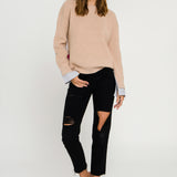 Mix Media Color Block Sweater