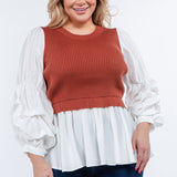 Knit Woven Combo Top